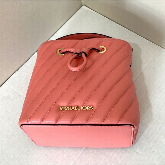 New Michael Kors Suri small Bucket crossbody Vegan Leather Grapefruit - Picture 6 of 6